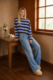 Stripe Exposed Seam Cropped Sweater