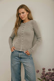 Button Front Long Sleeve Knit Top