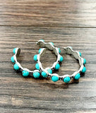 Western Turquoise Hoop Stud Earrings - 1.75"