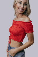 MK662 Front Tie Off Should Crop Top Red
