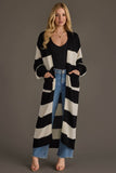 Striped Duster Cardigan- Black & White
