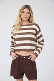 Stripe Exposed Seam Cropped Sweater