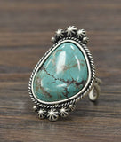 750223, 1.5" Turquoise Ring, Brass Adjustable Band