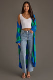 Striped Duster Cardigan- Royal Blue & Green