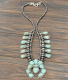 731707, Handmade Squash Blossom Turquoise Necklace