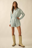 Tencel Denim Belted Button-Up Shirt Romper