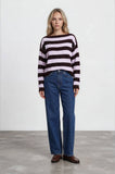 Stripe Exposed Seam Cropped Sweater
