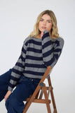Stripe Exposed Seam Cropped Sweater