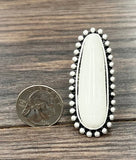 750206, 2.6" White Turquoise, Brass Adjustable Ring