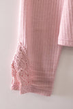 Lace Sleeve Ribbed Top