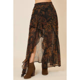 Floral Maxi Skirt With Reverse Seam