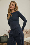 Fitted Ribbed Long Sleeve Top