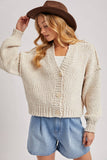 CROPPED POPCORN KNIT SWEARER CARDIGAN