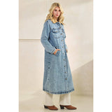Teddy Lined Long Denim Jacket