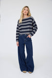 Stripe Exposed Seam Cropped Sweater