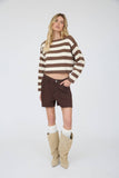 Stripe Exposed Seam Cropped Sweater