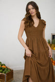 FLUTTER SLEEVE MAXI DRESS