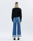 SUPER HIGH RISE CUFFED BAGGY WIDE JEANS T6515D