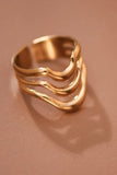 18K Gold Plated Waterproof Stainless Steel Wave Band Ring - 7860