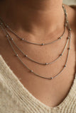 Tarnish-Resistant Stainless Steel Layered Ball Chain Necklace - 7061