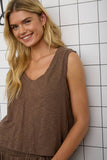 HEATHERED V NECK SLEEVELESS KNIT TOP