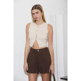 Cropped Knit Sweater Vest