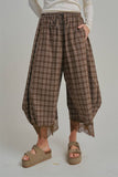 Flowy Plaid Wide Leg Balloon Pants