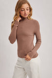 WHOLEGARMENT MOCK NECK RIBBED KNIT SWEATER