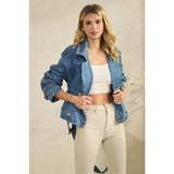Belted Cropped Denim Jacket