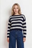 Stripe Exposed Seam Cropped Sweater