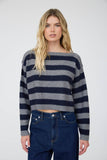 Stripe Exposed Seam Cropped Sweater