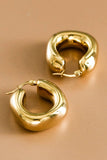 18K Gold Plated Waterproof Stainless Steel Hoop Earrings - 7367