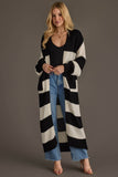 Striped Duster Cardigan- Black & White