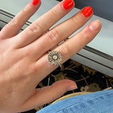 Fine Silver Floral Statement Stacker Ring