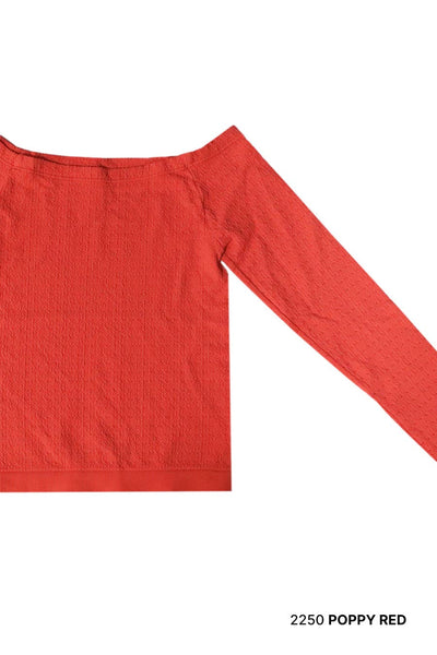 Waffle Off Shoulder LS Top