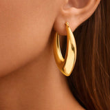 18K Gold Plated Waterproof Stainless Steel Hoop Earrings - 7636