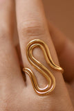 18K Gold Plated Waterproof Stainless Steel Swirl Ring - 7931