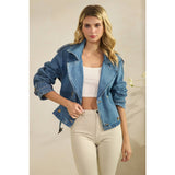 Belted Cropped Denim Jacket