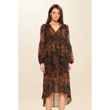 Floral Print Wrap Midi Dress