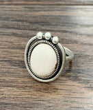 750304, White Turquoise, Brass Adjustable Ring