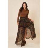 Floral Maxi Skirt With Reverse Seam