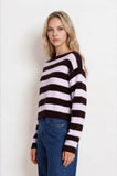 Stripe Exposed Seam Cropped Sweater