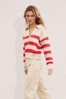 Triple Stripe Collared Sweater