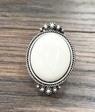 750266, White Turquoise Adjustable Ring