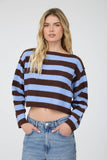 Stripe Exposed Seam Cropped Sweater