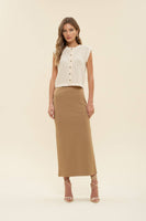 High Waisted Bodycon Midi Casual Skirt