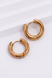 18K Gold Plated Waterproof Stainless Steel Hoop Earrings - 7079
