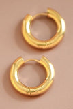 18K Gold Plated Waterproof Stainless Steel Hoop Earrings - 7079