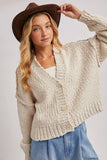 CROPPED POPCORN KNIT SWEARER CARDIGAN