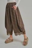 Flowy Plaid Wide Leg Balloon Pants